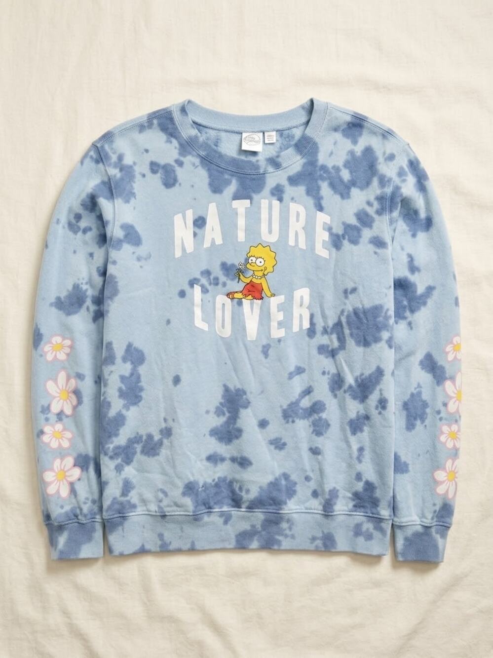 Lisa Simpson Sweatshirt Pullover XXL Tie Dye Flower Sleeve Nature Lover